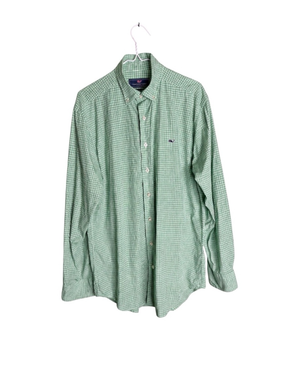 Vineyard Vines Whale Shirt Green Gingham Button-Down Men’s Medium